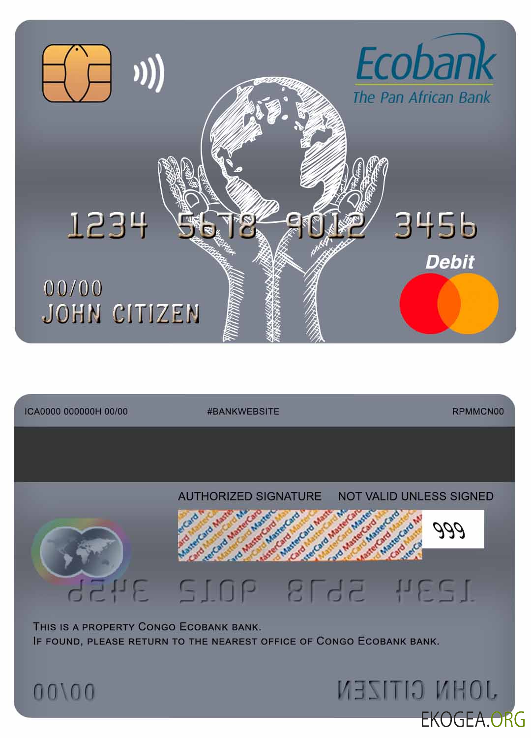 Carte de débit principale de la banque Ecobank du Congo